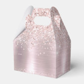 Blozend Roze Rose Goud Glitter Metaal Monogram Naa Bedankdoosjes (Achterkant)