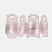 Blozend Roze Rose Goud Glitter Metaal Monogram Naa Bedankdoosjes (Uitgevouwen)
