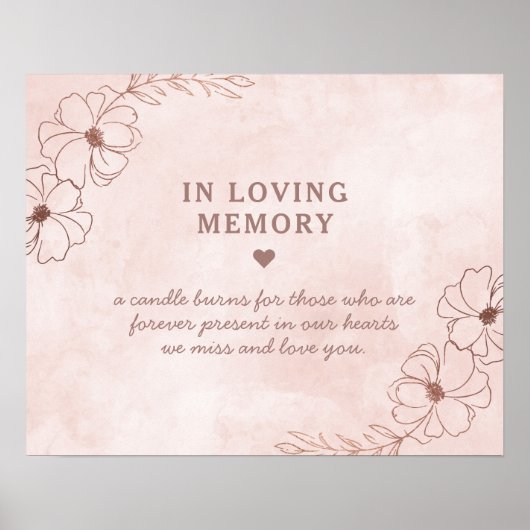 Blozend Roze & Roze Goud Folie In Lieve Herinnerin Poster (Voorkant)