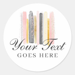 Blozend Roze & Roze Goud Waterverf Strepen Ronde Sticker
