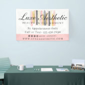 Blozend Roze & Roze Goud Waterverf Strepen Spandoek (Beurs)