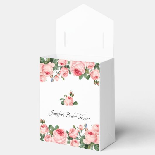 Blozend roze rozen bedankdoosjes (Geopend)