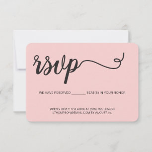 Blozend Roze RSVP zonder te mailen Gereserveerde S Kaartje