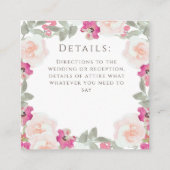 Blozend Roze Salie Waterverf Bloemige Bruiloft Informatiekaartje (Achterkant)
