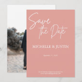 Blozend Roze Save The Date (Voorkant / Achterkant)