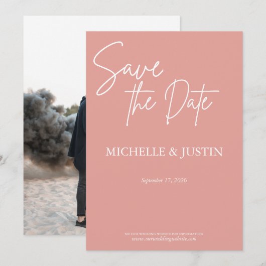 Blozend Roze  Save The Date (Voorkant / Achterkant)