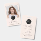 Blozend Roze Schrift Logo Foto Make-up Badge (Voor- en achterkant)