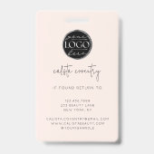 Blozend Roze Schrift Logo Foto Make-up Badge (Achterkant)