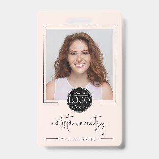 Blozend Roze Schrift Logo Foto Make-up Badge