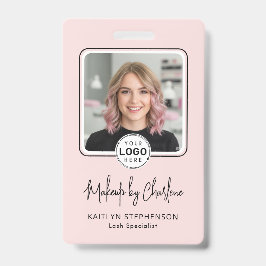 Blozend Roze Schrift Logo Foto Make-up Badge