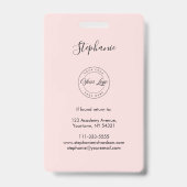 Blozend Roze Schrift Logo Foto Make-up Badge (Achterkant)