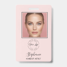 Blozend Roze Schrift Logo Foto Make-up Badge