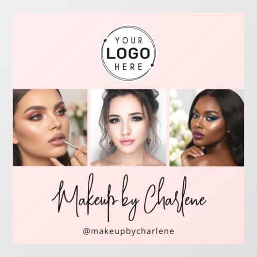 Blozend Roze Schrift Logo Foto Make-up Studio Raam Raamsticker (Vel)