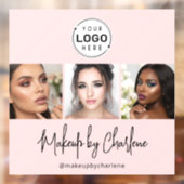 Blozend Roze Schrift Logo Foto Make-up Studio Raam Raamsticker (Vel 2)
