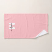 Blozend Roze Script Naam Monogram Handdoek (Handdoek)