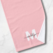 Blozend Roze Script Naam Monogram Handdoek