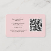 Blozend Roze Script QR Code Foto Make-up Visitekaartje (Achterkant)