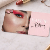 Blozend Roze Script QR Code Foto Make-up Visitekaartje
