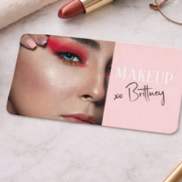 Blozend Roze Script QR Code Foto Make-up Visitekaartje