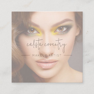 Blozend Roze Script Sociaal Icoon Foto Make-up Vierkante Visitekaartje