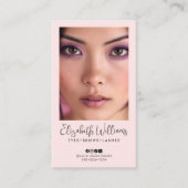 Blozend Roze Script Sociaal Icoon QR Code Foto Mak Visitekaartje (Voorkant)