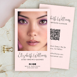 Blozend Roze Script Sociaal Icoon QR Code Foto Mak Visitekaartje