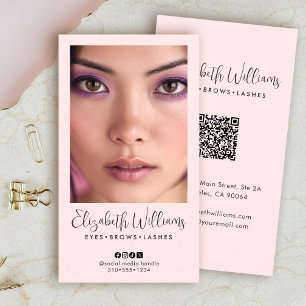Blozend Roze Script Sociaal Icoon QR Code Foto Mak Visitekaartje