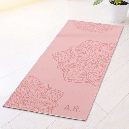 Blozend Roze Sieraad Moderne Mandala Met Initialen Yogamat