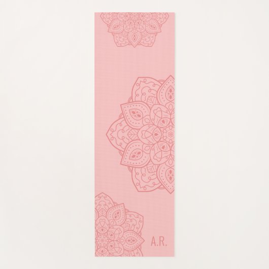 Blozend Roze Sieraad Moderne Mandala Met Initialen Yogamat (Voorkant)