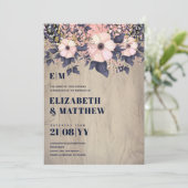 Blozend Roze Stof Blauw Roze Goud Bloemige Trouw C (Staand voorkant)