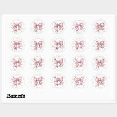 Blozend Roze Strik Bruidsdouche Ronde Sticker (Vel)