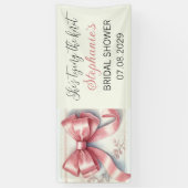 Blozend Roze Strik Zij knoopt de knoop Bruidsfeest Spandoek (Verticaal)