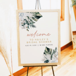 Blozend Roze Tropisch Palm Pampas Bruids Shower Po Poster