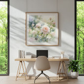 Blozend Roze Tuinrozen Poster