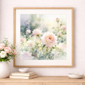 Blozend Roze Tuinrozen Poster