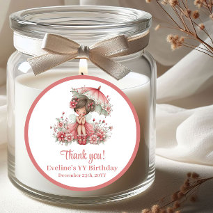 Blozend Roze Whimsische Sprookjes Bloemen Meisje V Ronde Sticker