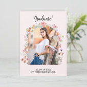 Blozend Roze Wilde Bloem Afstudeerceremonie Met Fo Kaart (Staand voorkant)