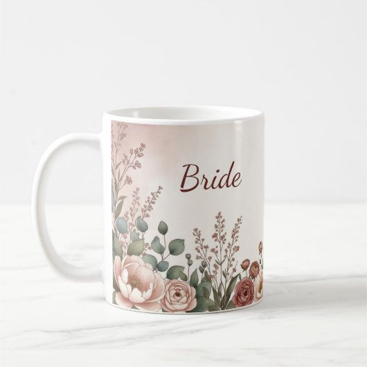 Blozend Roze Wilde Bloem Bruiloftcadeau Mok (Links)