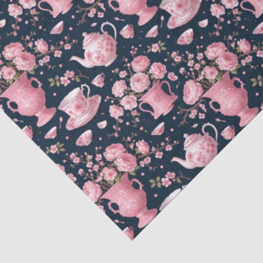 Blozend Roze Wit Bla Chinoiserie Decoupage Patroon Tissuepapier (Detail)