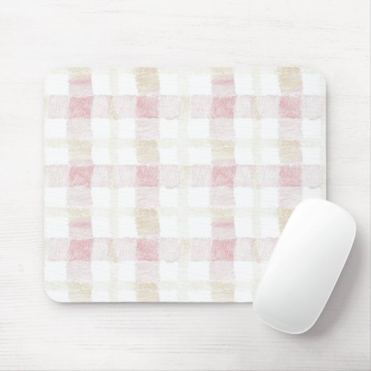 Blozend Roze Wit Crème Geruit Strepen Muismat (Met muis)