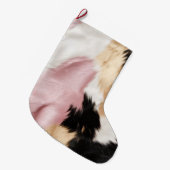 Blozend Roze Wit Goud Zwart Koeienhuid Dier Grote Kerstsok (Voorkant (Hangend))