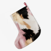 Blozend Roze Wit Goud Zwart Koeienhuid Dier Grote Kerstsok (Achterkant (Hangend))