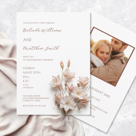 Blozend Roze Witte 3D Bloemen Kaart