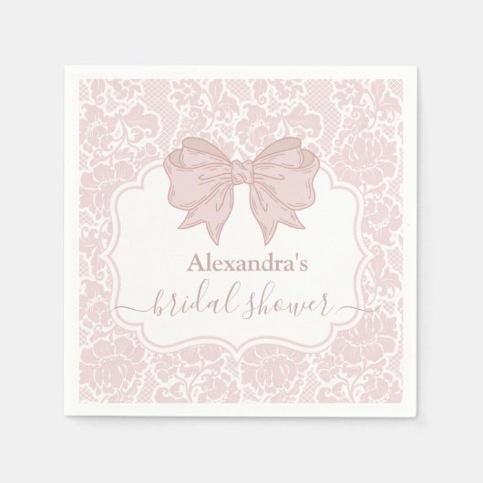 Blozend Roze Witte Chinoiserie Bloemige Bruids-Sho Servet (Voorkant)