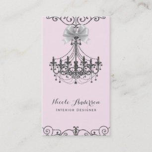 Blozend Roze Zilver Wit Boog Vintage Glam Ontwerpe Visitekaartje