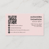 Blozend Roze Zwart Script Foto Qr Code Sociaal Ico Visitekaartje (Achterkant)
