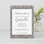 Blozend Roze Zwart Wit Luipaardprint Kaart (Staand voorkant)
