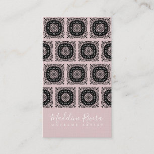 Blozend Roze Zwarte Mandala Yoga Macrame Visitekaartje