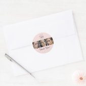 Blozend Roze Zwarte Script Foto Bedankt Ronde Sticker (Envelop)