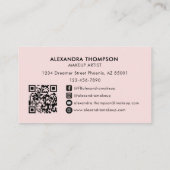 Blozend Roze Zwarte Script Foto Qr Code Sociaal Ic Visitekaartje (Achterkant)